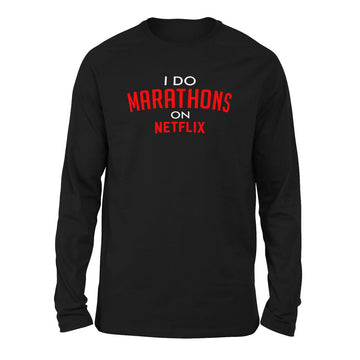 I Do Marathons On Netflix Men/Unisex Drop Shoulder Sweatshirt in Black color